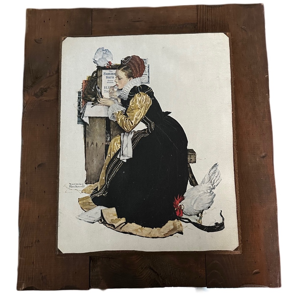 Norman Rockwell 70’s real Barnwood frame by Mark Bennett, Inc. Black Gold 18x16”